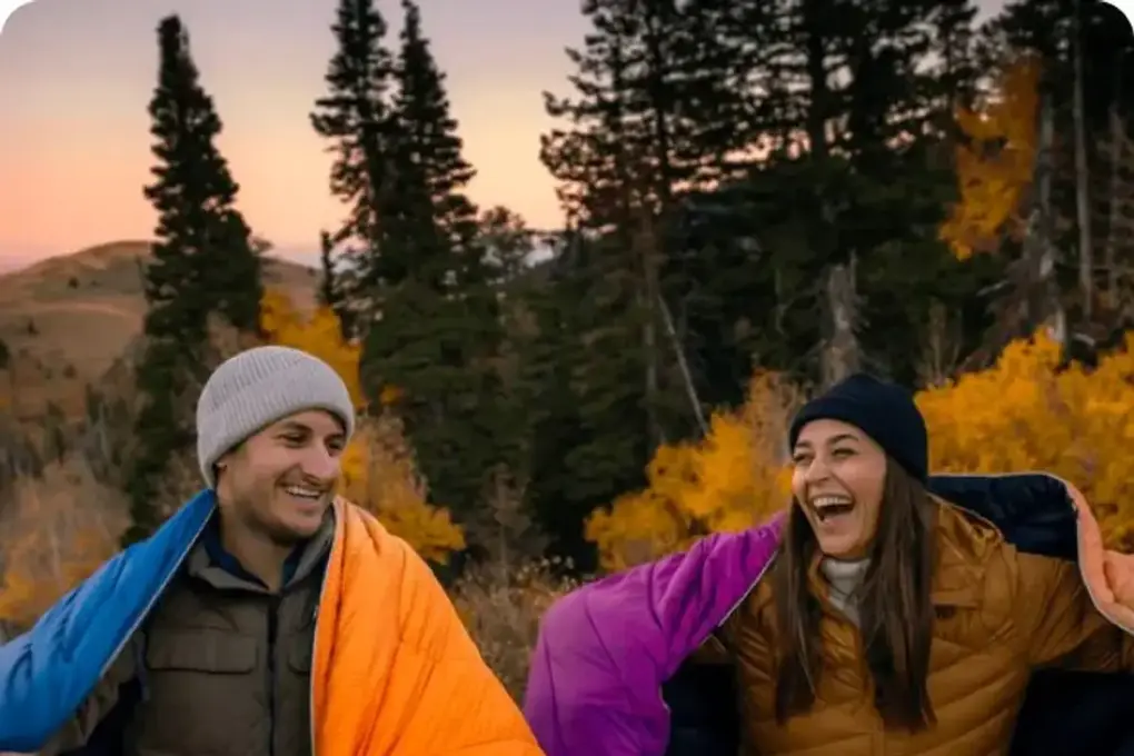 A Rumpl blanket outdoors
